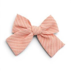 Coral Stripe – Petite Hair Bow