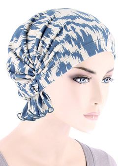 Denim Cream Ikat Geometric