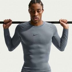 Nike Pro Men's Dri-FIT Tight Long-Sleeve Fitness Top – Grey