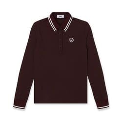 WAAC ワインレッド 長袖ポロシャツ XS WOMEN リブポロシャツ バーガンディ