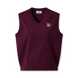 WOMEN Vネックニットベスト バーガンディー
