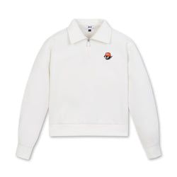 ホワイト ハーフジップ スウェット WOMEN ハーフジップスウェット アイボリー