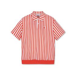 MEN シアサッカー ストライプシャツ レッド