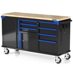 62" x 20"(7-Drawer & 2-Door) – Blue & Black
