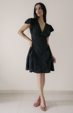 Dobby Mini Dress – Black