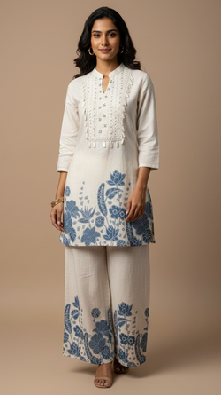 Floral Embroidered Kurta & Palazzo Set – 2