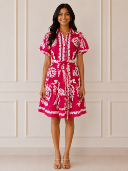 Bloom Shirt Dress – Fushia