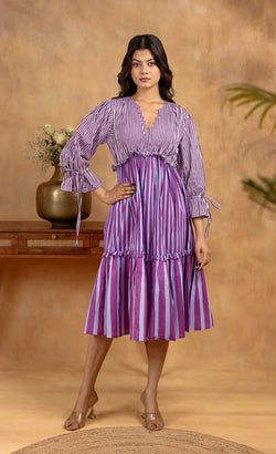 triped Midi Dress – Lilac Stripes