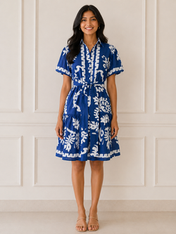 Bloom Shirt Dress – Blue