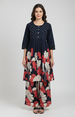 Printed Co-Set – Navy