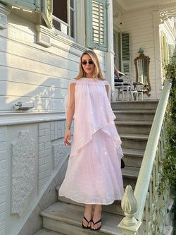 Pembe Magia Şallı Elbise