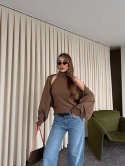 Sütlü Kahve Triko Bolero Takım