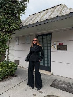 Siyah 4 Yan Düğmeli Ceket Pantolon Takım