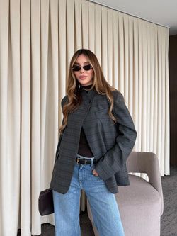 Antrasit Hakim Yaka Ekose Ceket