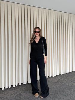 Siyah Dantelli İkili Triko Takım