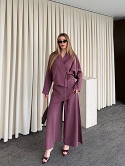 Gül Kurusu Pantolon Ek Parça Detaylı Kimono Takım