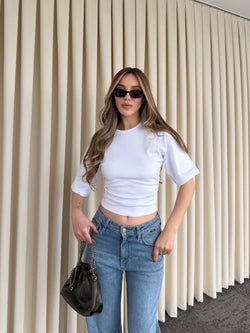 Beyaz Yanı Drapeli Body