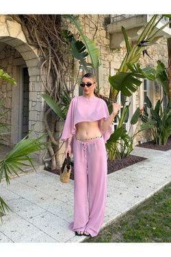 Pembe Şifon İkili Takım