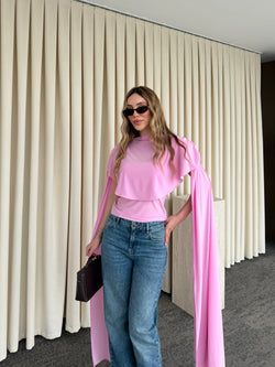 Pembe Sandy Pelerinli Bluz