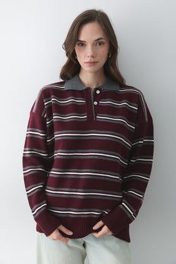 Bordo - Antrasit Polo Yaka Kazak