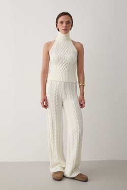 Ekru Kolsuz Bluz Pantolon Takım