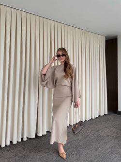 Vizon Yarasa Kol Modal Elbise