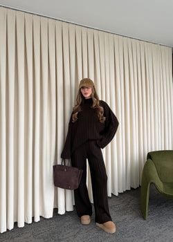 Kahverengi Örme Triko Takım