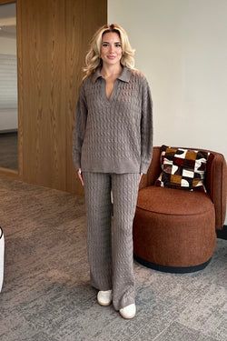 Kahverengi Örgü Triko Takım