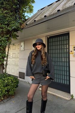 Antrasit Fitilli Oversize Kazak