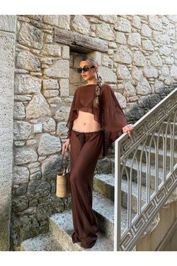 Kahverengi Şifon İkili Takım