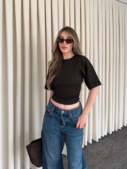 Kahverengi Yanı Drapeli Body