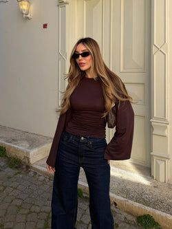 Kahverengi İspanyol Kol Bluz