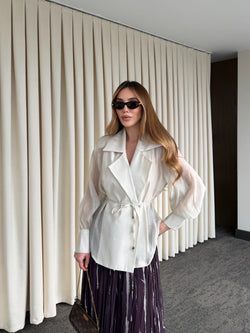 Taş Vatkalı Transparan Gömlek