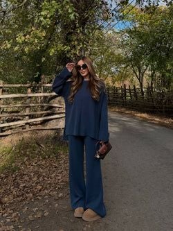 İndigo Bisiklet Yaka Triko Takım