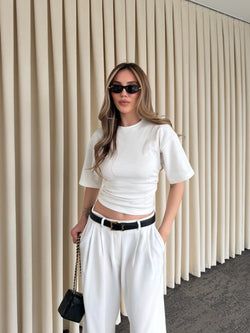 Açık Ekru Yanı Drapeli Body