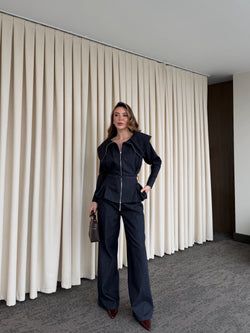 Lacivert Tasarım Denim Takım