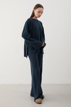 Lacivert Selanik Örme Triko Takım