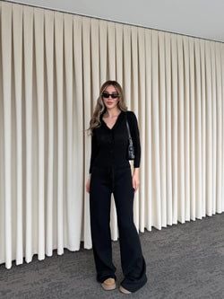 Siyah Dantelli İkili Triko Takım