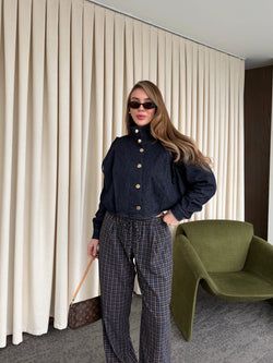 Lacivert Dik Yaka Kot Ceket