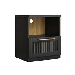 Style – Black Wave-Panel Nightstand