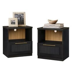 Style: – Wave-Panel Nightstand，Set of 2