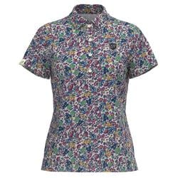 ブラウス シャツ Spray-printed Fine Corduroy Shirt / プリントカラースシャツ レディース WOMEN フォーリーフローラプリント 半袖シャツ バーガンディー